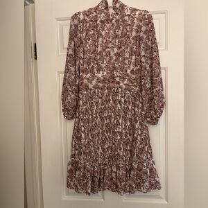Ivy City Co Long Sleeve Girls Dress in Mauve Floral